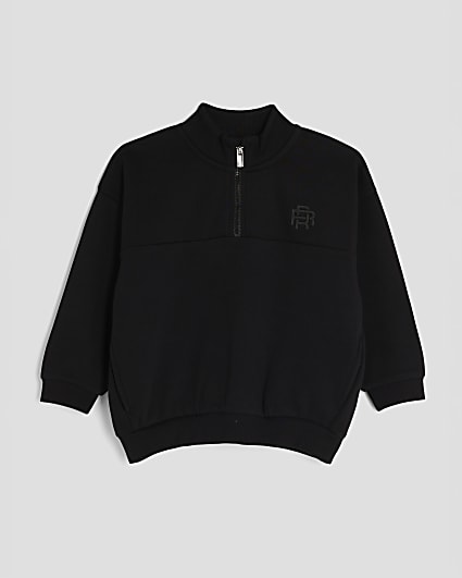 Mini Boys Black Funnel Sweatshirt