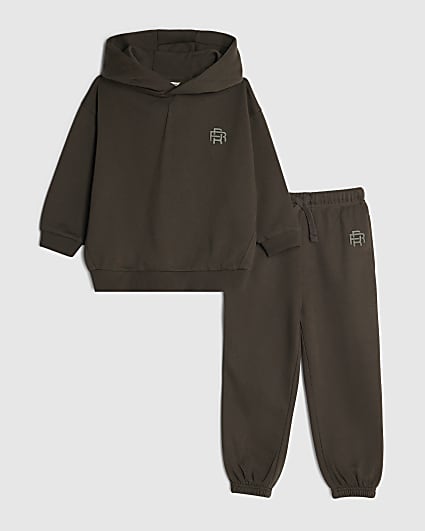 Mini Boys Khaki RI Hoodie And Joggers Set