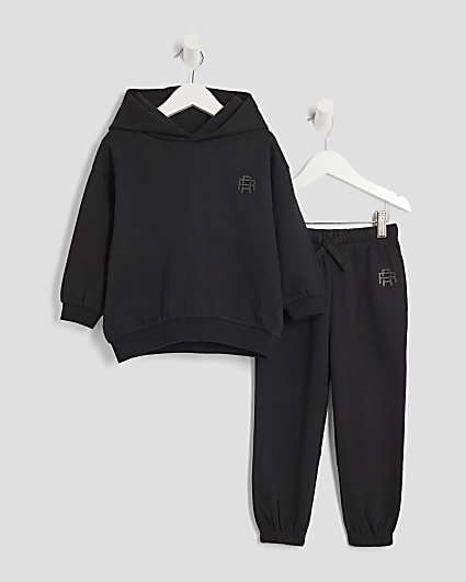 Mini Boys Black RR Hoodie And Joggers Set