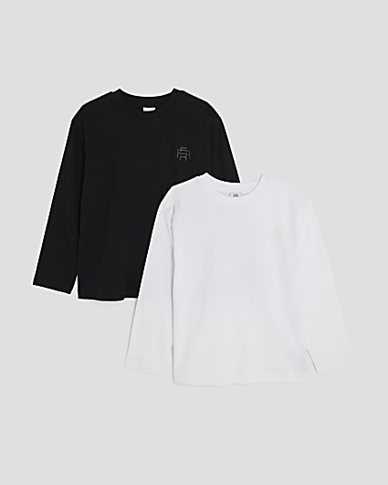 Boys Black Pack Of 2 Long Sleeve T-Shirts