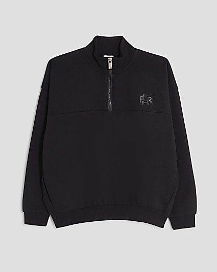 Boys Black Funnel Neck Sweatshirt