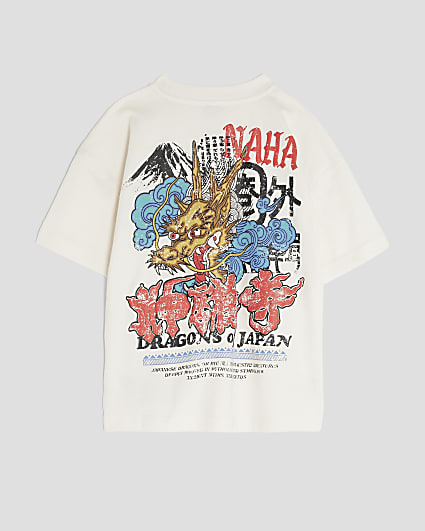 Boys Cream Japanese Dragon T-Shirt