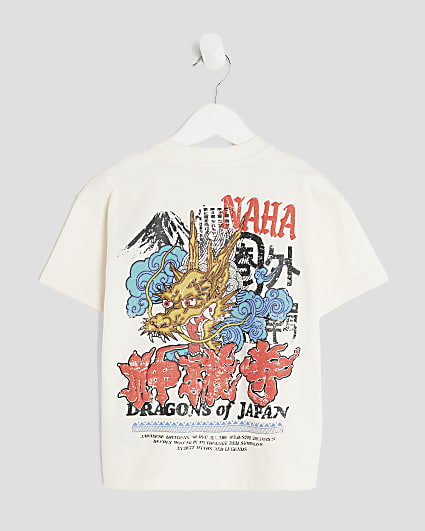 Mini Boys Cream Japanese Dragon T-Shirt