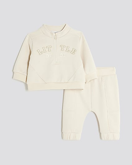 Baby Boys Cream Little Dude Hoodie Set