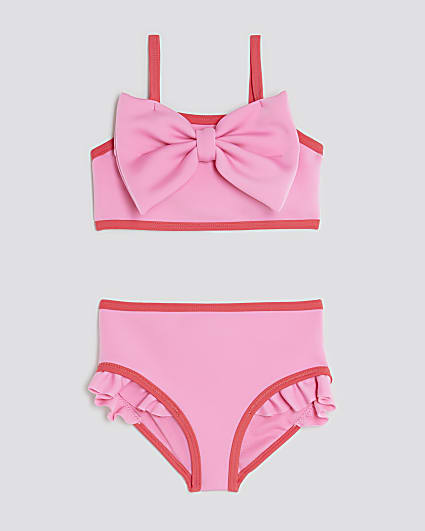 Mini Girls Pink 3D Bow Bikini Set