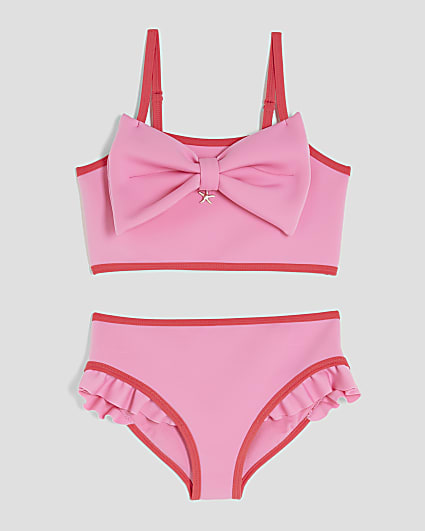 Girls Pink 3D Bow Bikini Set