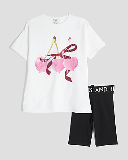 Girls White Cherry T-Shirt