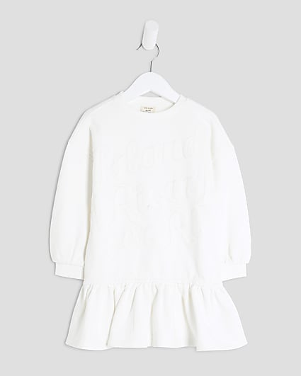 Mini Girls Ecru 2 in 1 Sweatshirt Dress