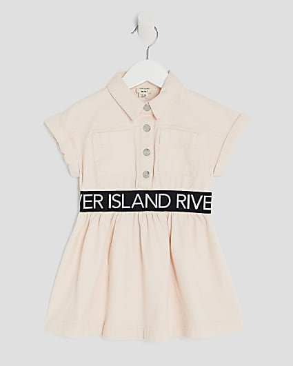 Mini Girls Pink RI Waistband Twill Dress