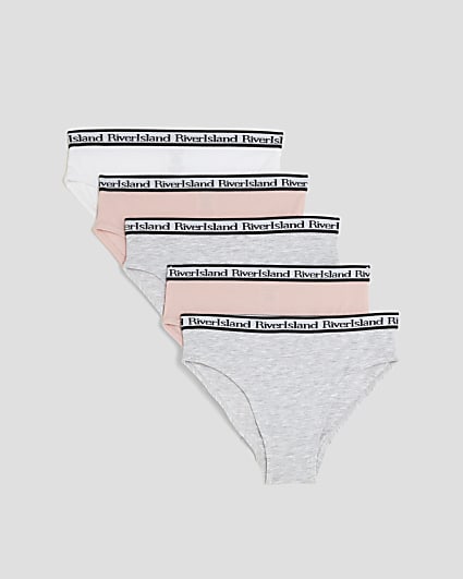 Girls Pink Mixed Pack Of 5 Briefs