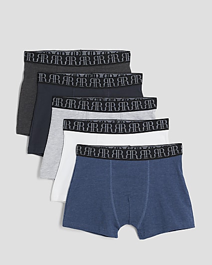 Boys Navy Pack Of 5 Boxers