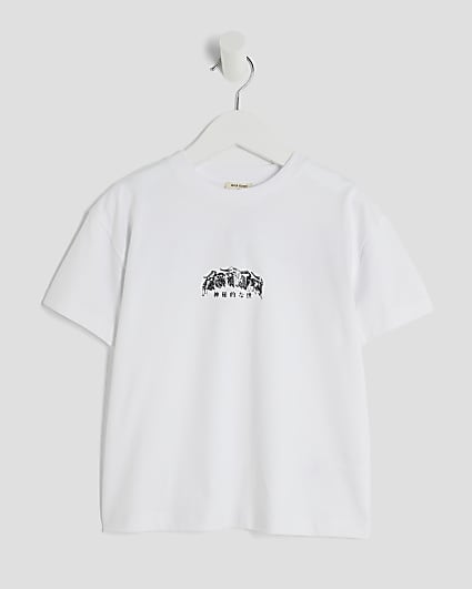 Mini Boys White Back Gothic T-Shirt