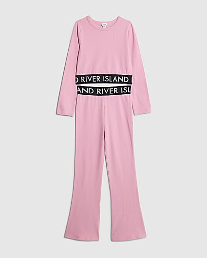 Girls Pink Flared Leggings Set