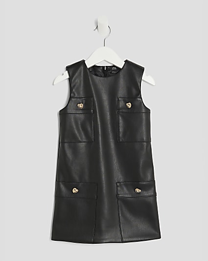 Mini Girls Black Sleeveless Shift Dress