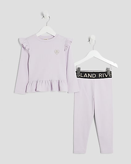 Mini Girls Purple RI Ribbed Top Set