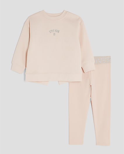 Mini Girls Pink long sleeve Sweatshirt Set