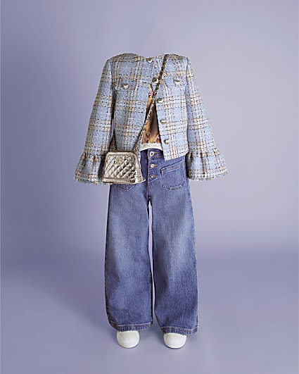 Girls Wide Leg Front Pocket Jeans