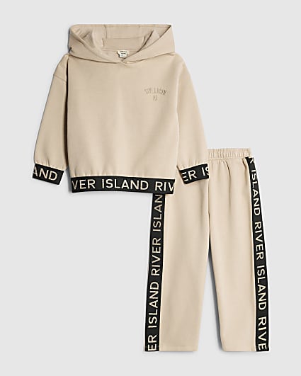 Mini Girls Beige RI Hoodie Set