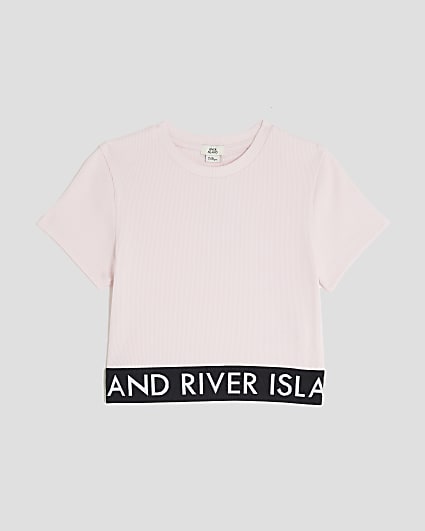 Girls Pink Ribbed RI Waistband Top