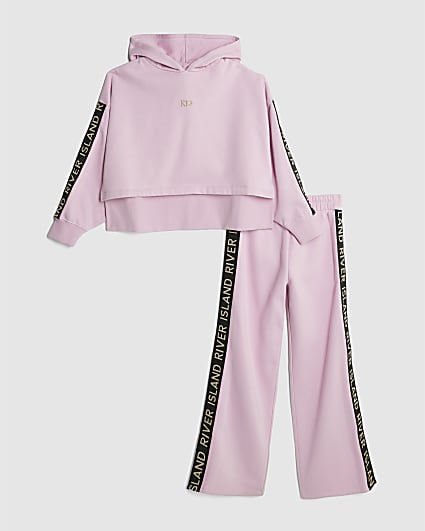 Girls Pink RI Hoodie And Trousers Set