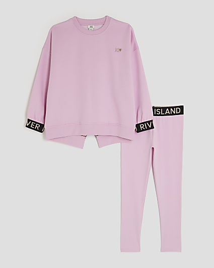 Girls Pink Split Back RI Sweatshirt Set