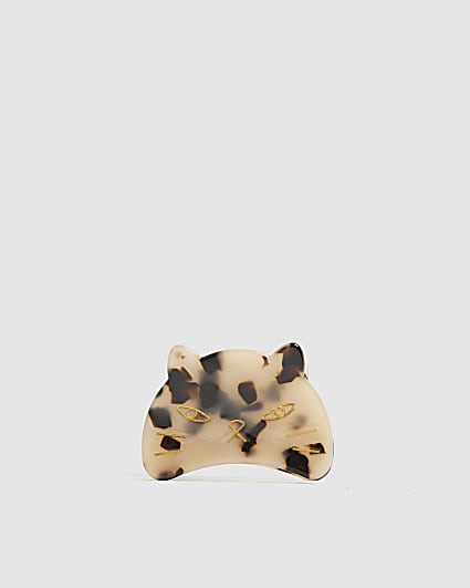 Girls Brown Cat Hair Claw Clip