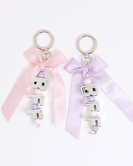 Girls Multi Colour BFF Bow Bag Charms