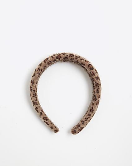 Girls Brown Leopard Print Headband