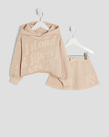 Mini Girls Orange RI Hoodie And Shorts Set