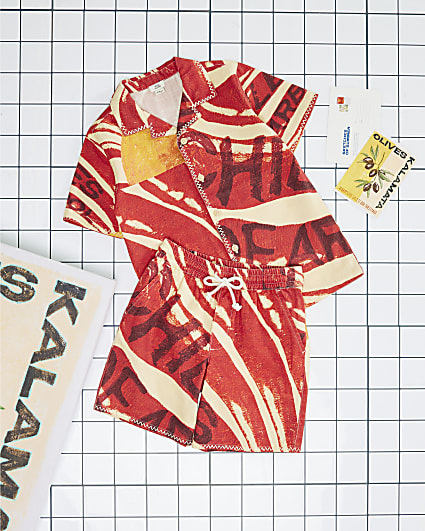 Boys Red Atlas Chilli Shirt And Shorts Set
