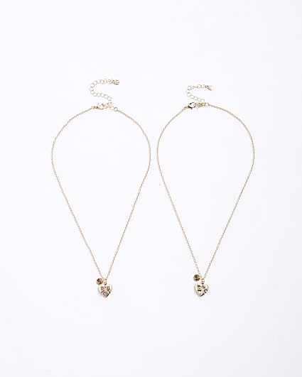 Gold Heart Locket Necklace Set