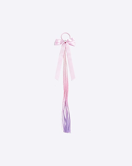 Girls Pink Bow With Purple Plaits Hair Band