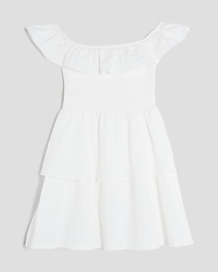 Girls White Bardot Rara Dress