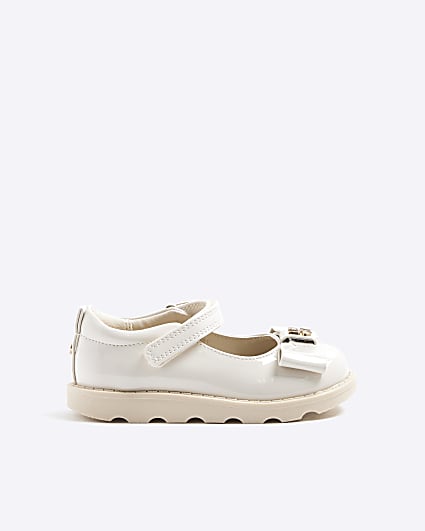 Mini Girls Cream Bow Mary Jane Shoes