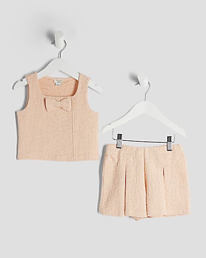 Mini Girls Orange Bow Top And Short Set