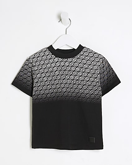 Mini Boys Black Monogram RI T-Shirt