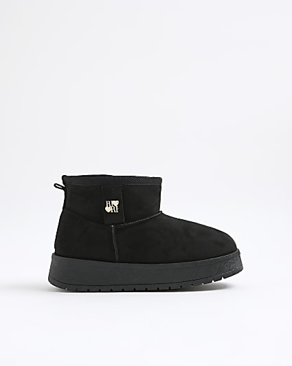 Girls Black Faux Fur Lined Boots