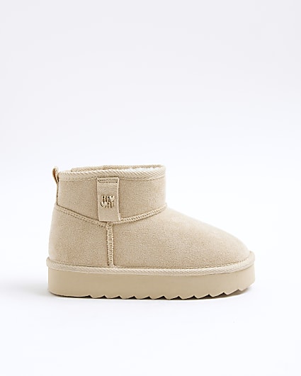 Girls Beige Faux Fur Lined Boots