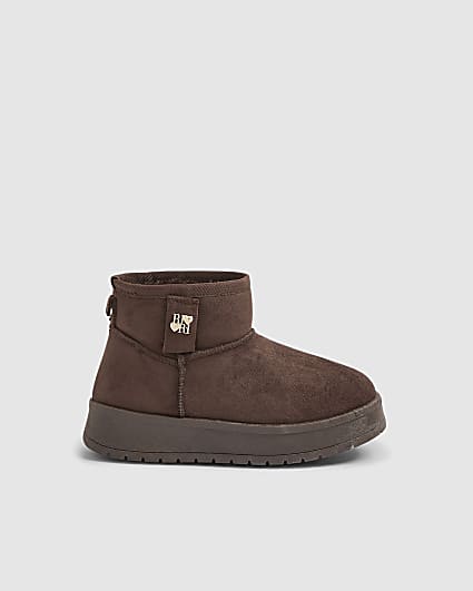Girls Brown Faux Fur Lined Boots