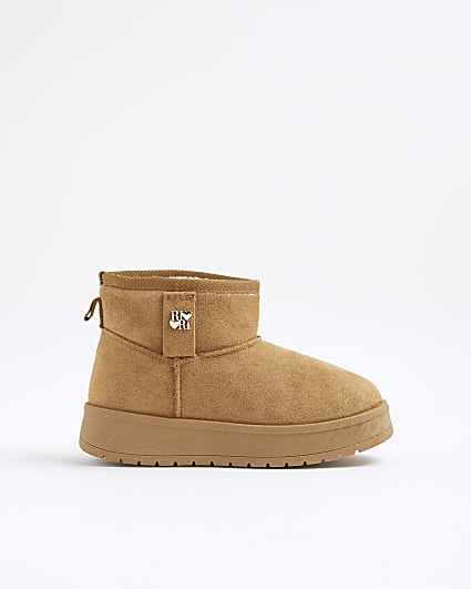 Girls Beige Faux Fur Lined Boots