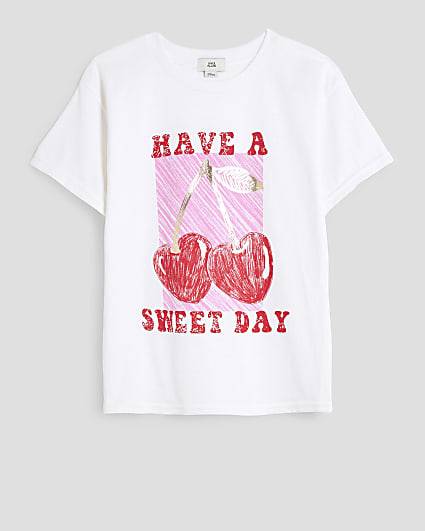 Girls White Cherry T-Shirt