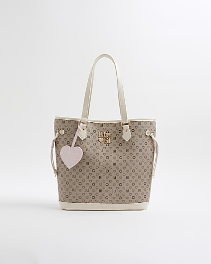 Girls Brown Monogram Shopper Bag
