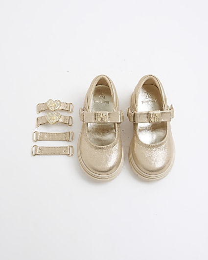 Mini Girls Gold Interchangeable Strap Shoes