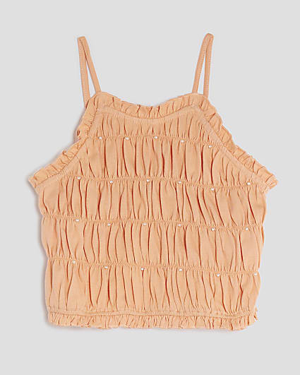 Girls Coral Halter Neck Top