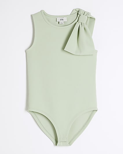 Girls Green Bow Bodysuit