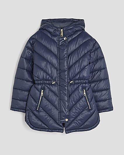 Girls Navy Hooded Lightweight Padded Jacket