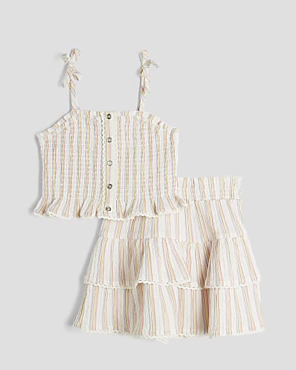 Girls Multi Colour Lurex Stripe Skirt Set