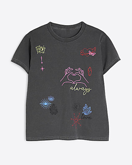 Girls Grey Evil Eye T-Shirt