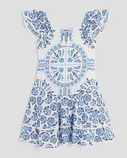 Girls Blue Aztec Shell Dress