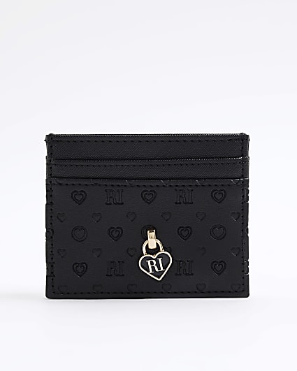 Girls Black Heart Lock Cardholder